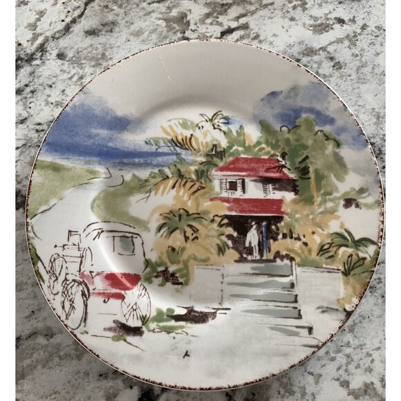 PIER 1 ONE Destination Set of 4 Porcelain Luncheon Salad Dessert 7.5" Plates - Picture 2 of 6